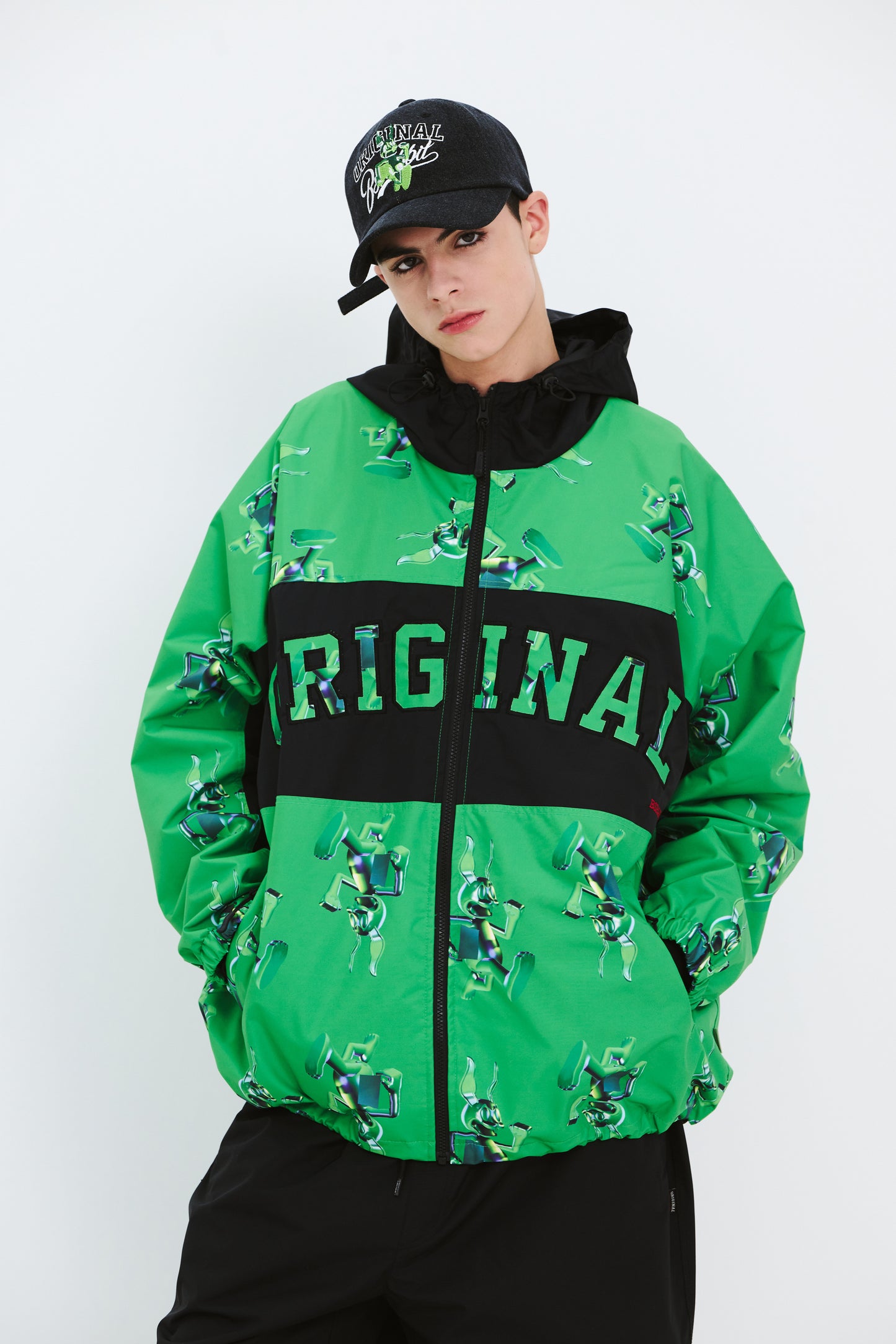 BSRABBIT 3D TRIPPY RB HOODED JACKET GREEN BSR2425FWJK106