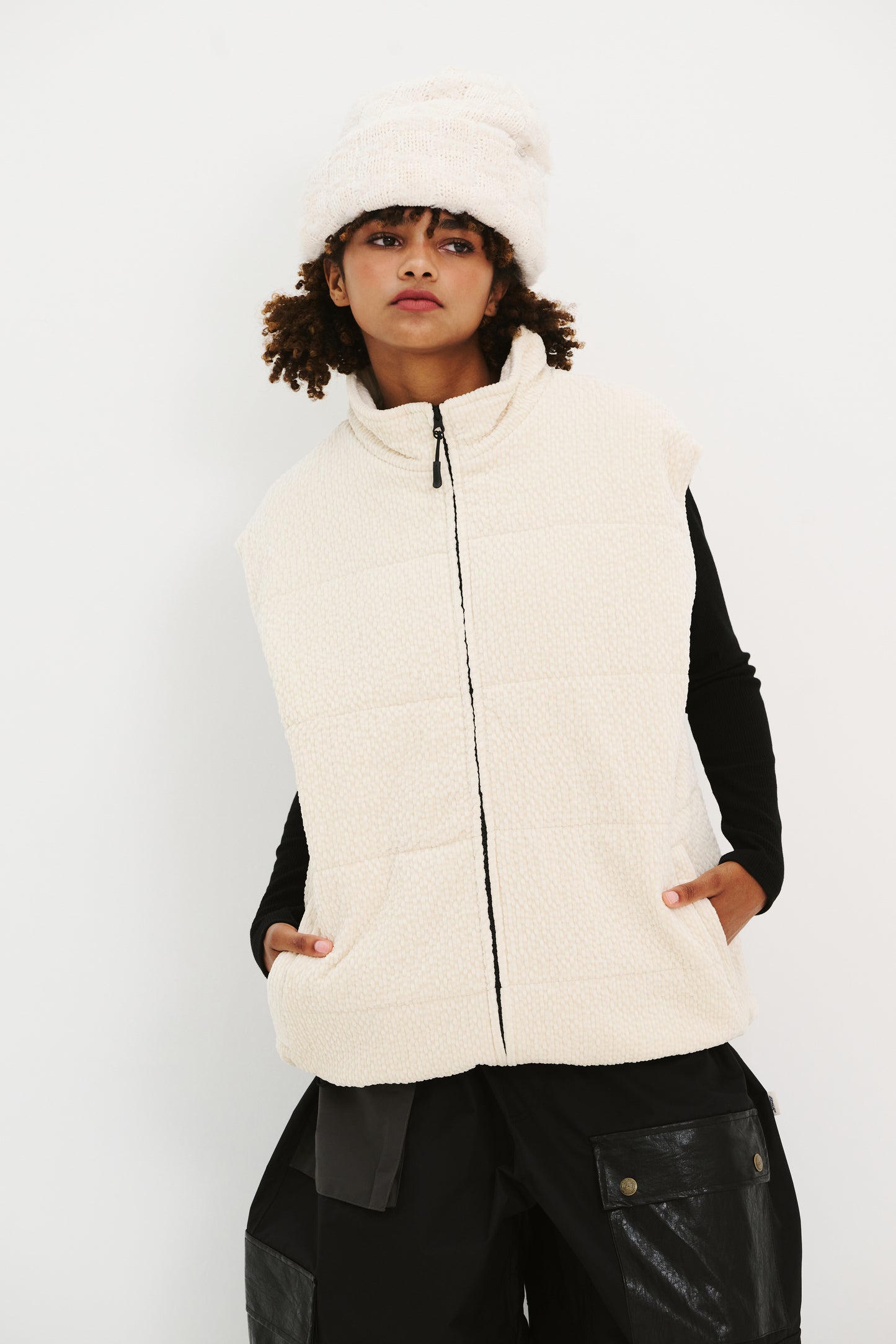 BSRABBIT DOUBLE YARN BEANIE CREAM BSR2425FWBN061