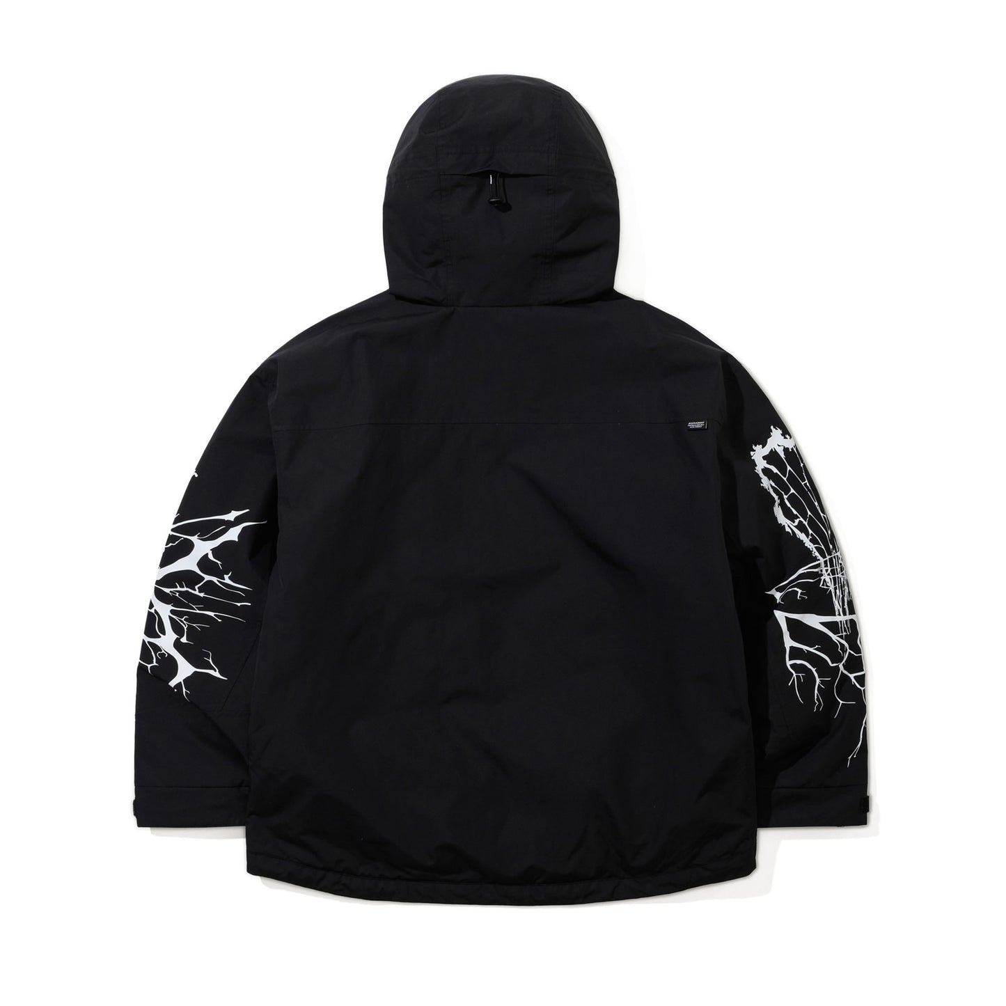 BSR2526FWJK001 DUAL ZIP SEAM SEALING HOODED JACKET INK SPLATTER BLACK