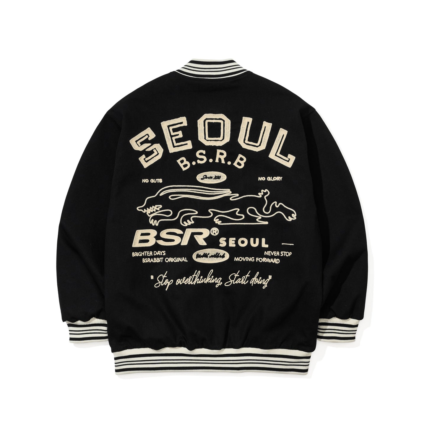 BSR2526FWJK039 SEOUL EMBROIDERY VARSITY JACKET BLACK