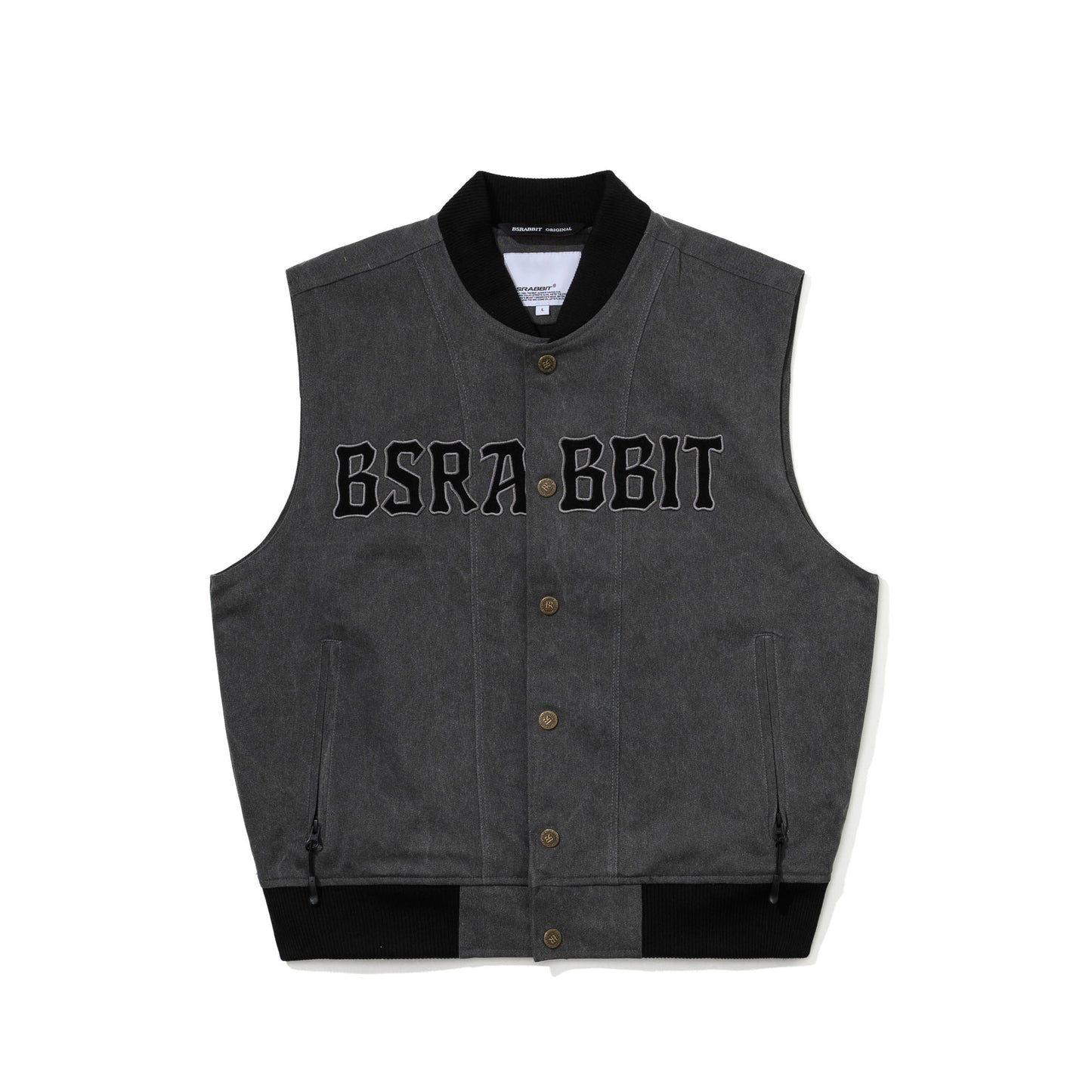BSR2526FWJK049 COTTON TWILL 1OZ INSULATED RETRO VEST PIGMENT BLACK