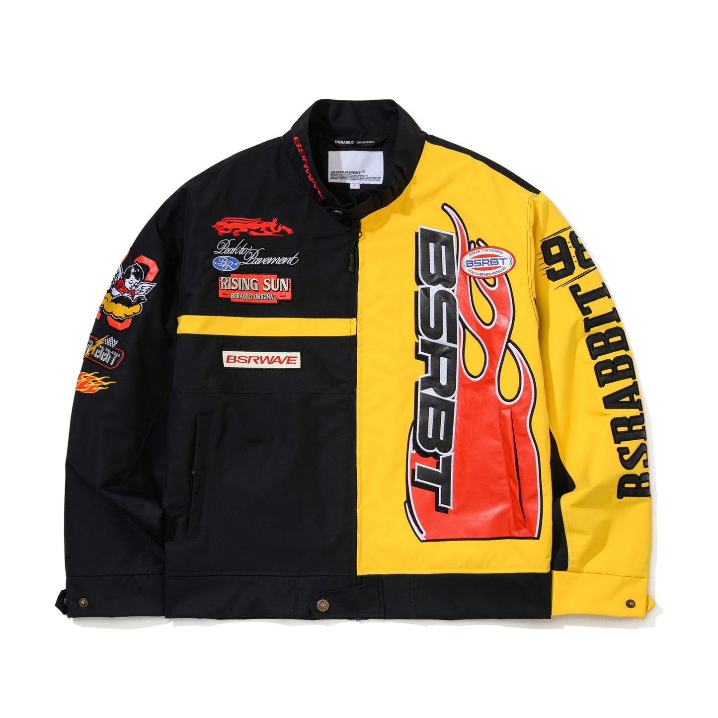 BSR2526FWJK059 BSRBT RED FLAME 98 RACING JACKET BLACK YELLOW