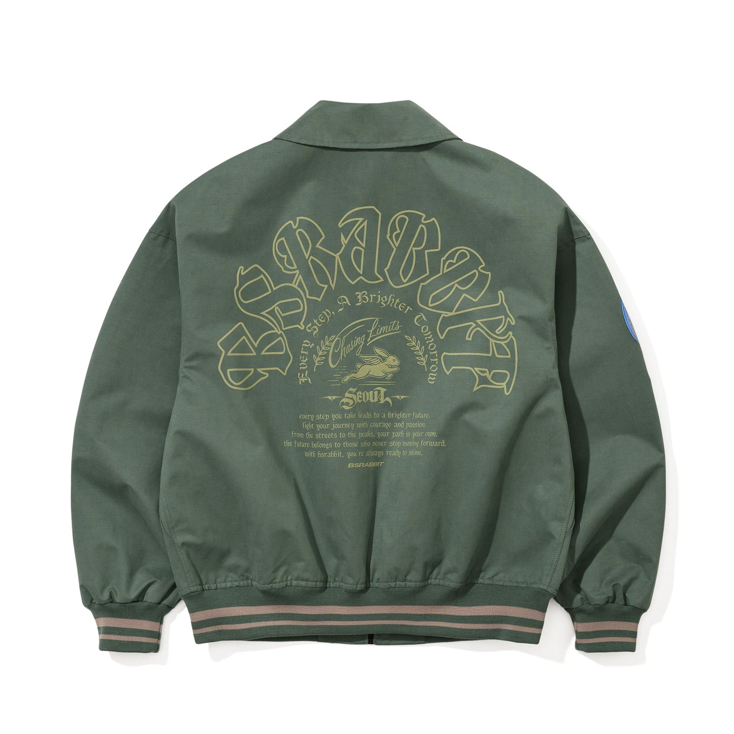 BSR2526FWJK071 CREST PATCH VARSITY JACKET GREEN