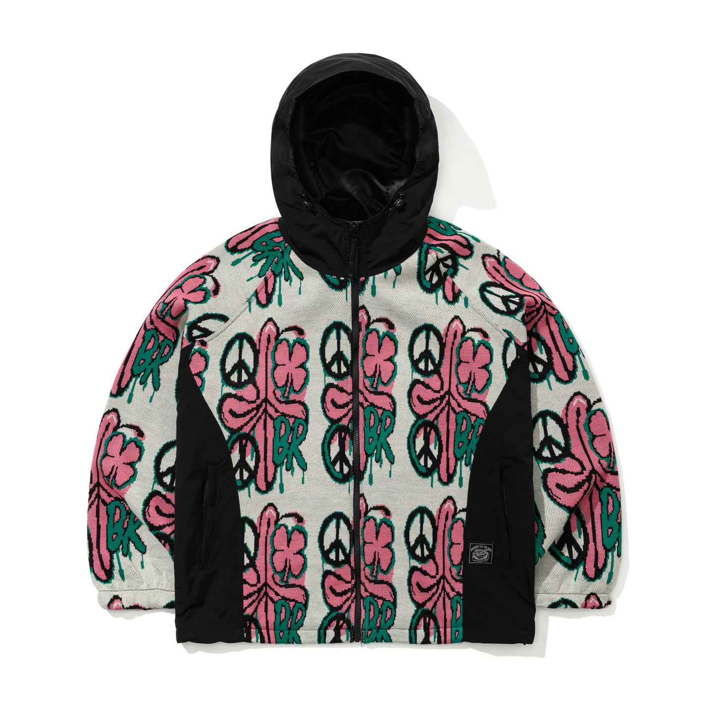 BSR2526FWJK072 PEACE BR JACQUARD HOODED JACKET WHITE