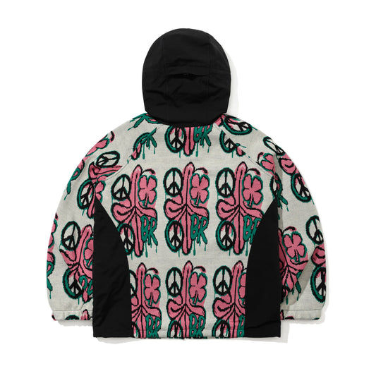 BSR2526FWJK072 PEACE BR JACQUARD HOODED JACKET WHITE