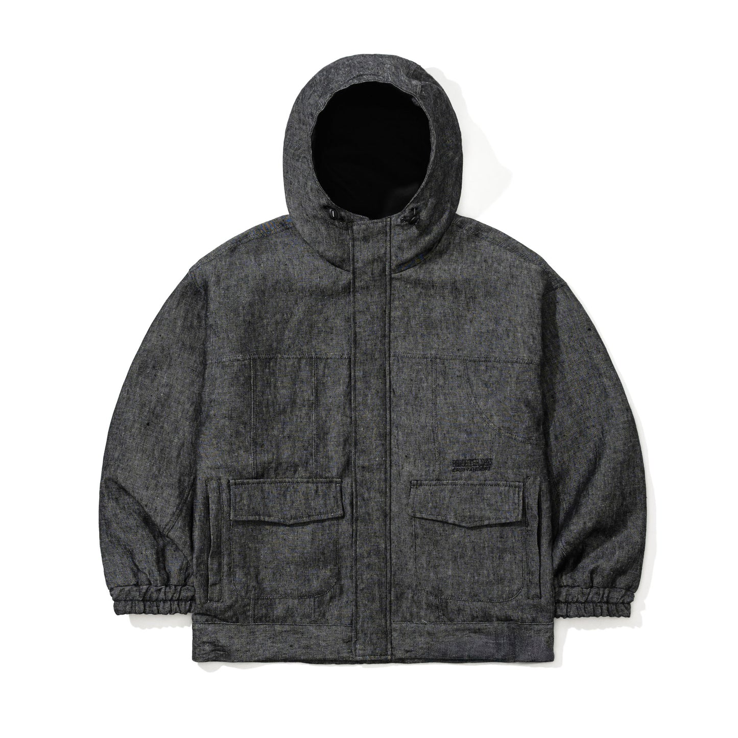 BSR2526FWJK077 CLASSY LINEN WIDE HOODED JACKET BLACK