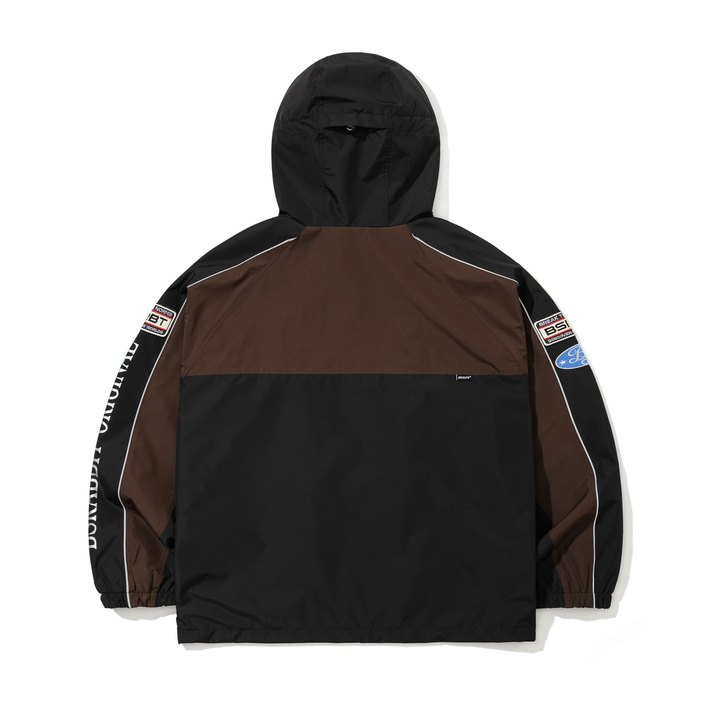 BSR2526FWJK080 PATCHED UTILITY HOODED JACKET JACKET BLACK / DARK BROWN