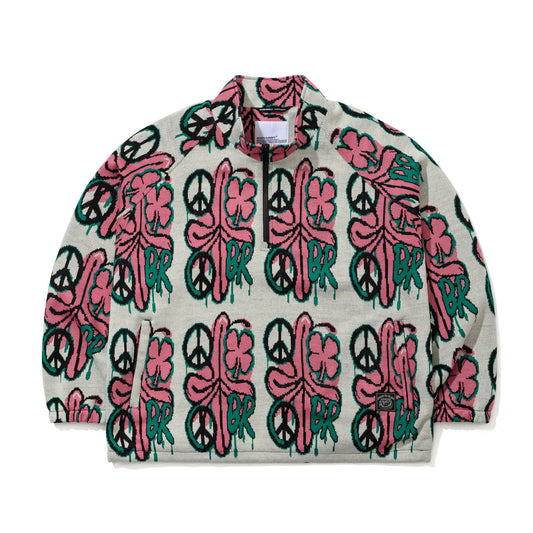 BSR2526FWJK140 PEACE BR JACQUARD ANORAK JACKET WHITE