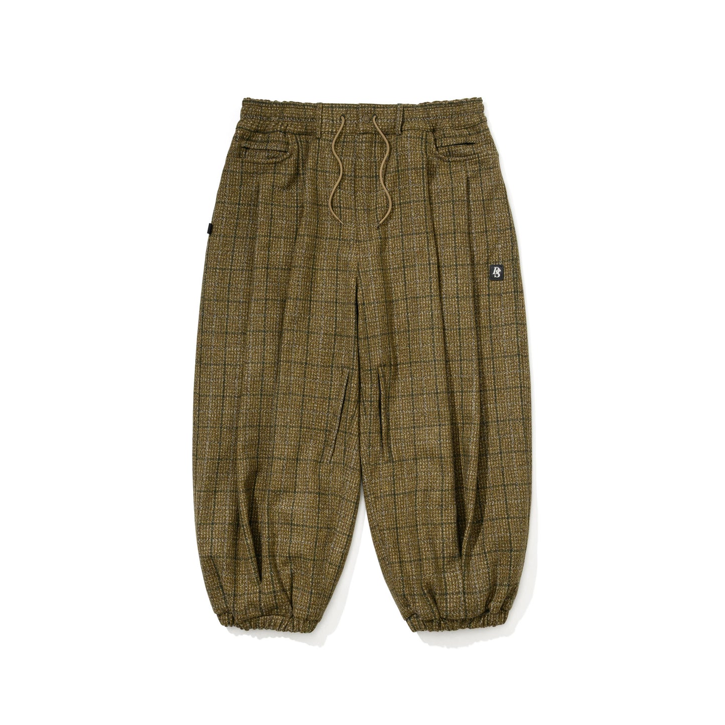 BSR2526FWPT011 DSXBS CLASSIC WOOL NEW SUPER WIDE VENTILATION JOGGER PANTS KHAKI CHECK