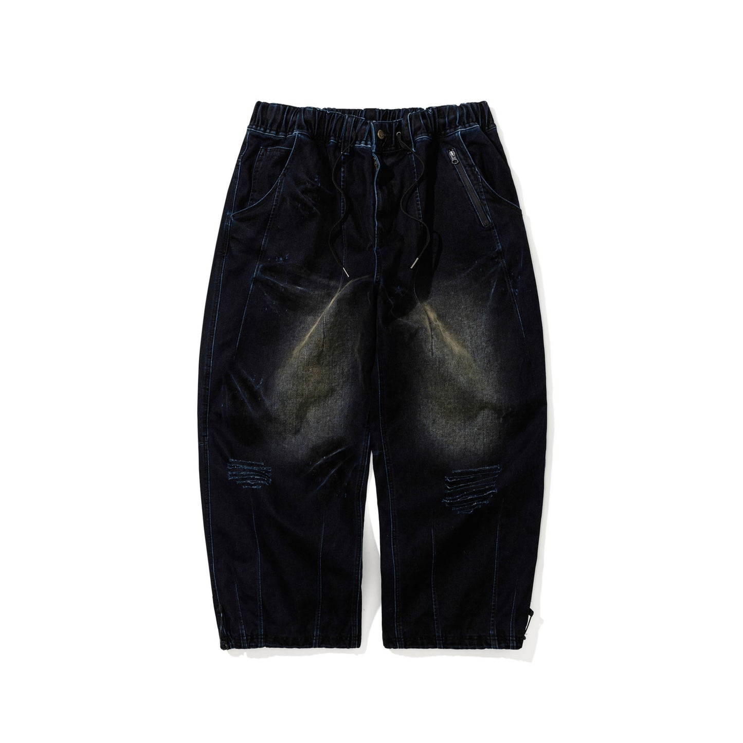 BSR2526FWPT014 DSXBS SUPER WIDE PINTUCK WAX REAL DENIM PANTS WORN MIDNIGHT DENIM