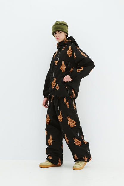 BSRABBIT 3D BEARRABBIT HOODED ANORAK JACKET BLACK BSR2425FWJK149