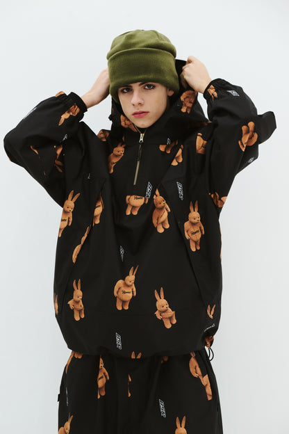 BSRABBIT 3D BEARRABBIT HOODED ANORAK JACKET BLACK BSR2425FWJK149