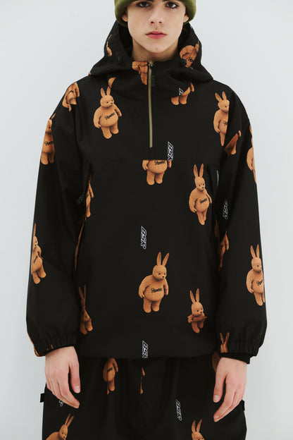 BSRABBIT 3D BEARRABBIT HOODED ANORAK JACKET BLACK BSR2425FWJK149