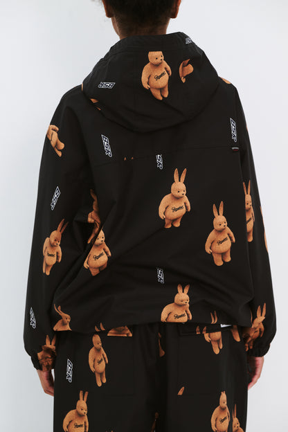 BSRABBIT 3D BEARRABBIT HOODED ANORAK JACKET BLACK BSR2425FWJK149