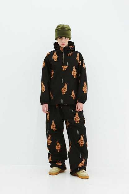 BSRABBIT 3D BEARRABBIT HOODED ANORAK JACKET BLACK BSR2425FWJK149