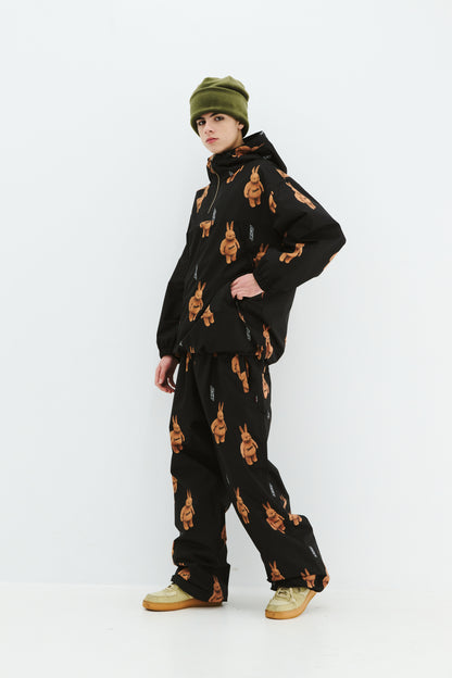 BSRABBIT 3D BEARRABBIT WIDE TRACK PANTS BLACK BSR2425FWPT095