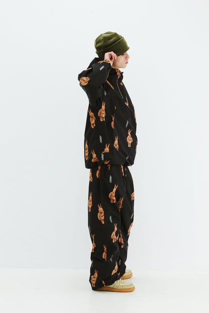 BSRABBIT 3D BEARRABBIT WIDE TRACK PANTS BLACK BSR2425FWPT095