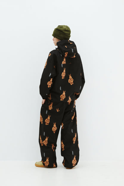 BSRABBIT 3D BEARRABBIT WIDE TRACK PANTS BLACK BSR2425FWPT095