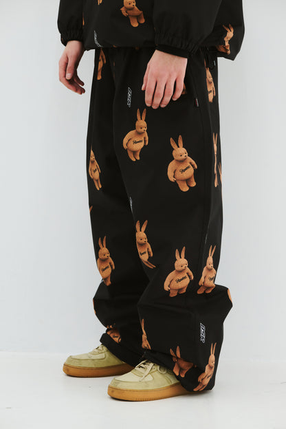 BSRABBIT 3D BEARRABBIT WIDE TRACK PANTS BLACK BSR2425FWPT095