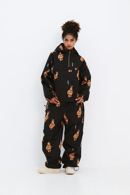 BSRABBIT 3D BEARRABBIT WIDE TRACK PANTS BLACK BSR2425FWPT095