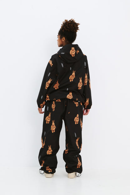 BSRABBIT 3D BEARRABBIT WIDE TRACK PANTS BLACK BSR2425FWPT095