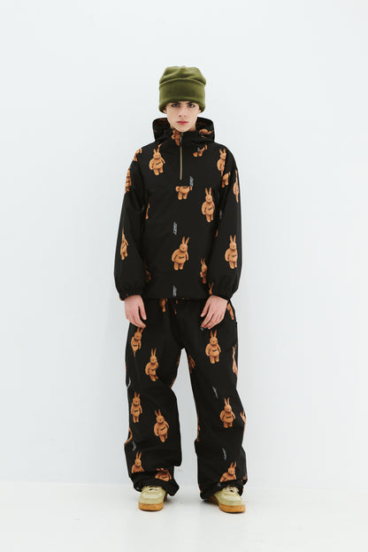 BSRABBIT 3D BEARRABBIT WIDE TRACK PANTS BLACK BSR2425FWPT095