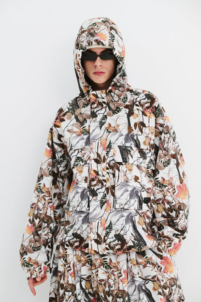 BSRABBIT BIG POCKET HOODED JACKET REALTREE WHITE BSR2425FWJK053