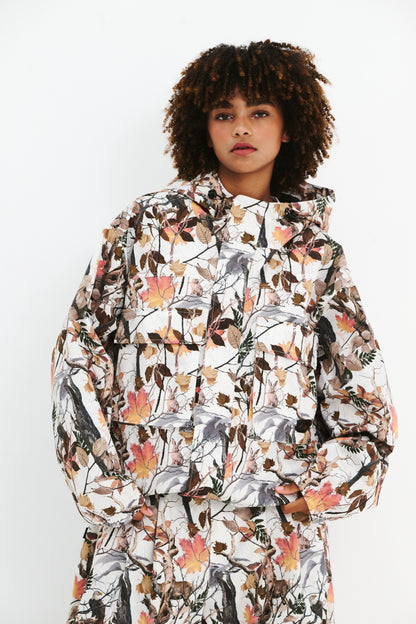 BSRABBIT BIG POCKET HOODED JACKET REALTREE WHITE BSR2425FWJK053