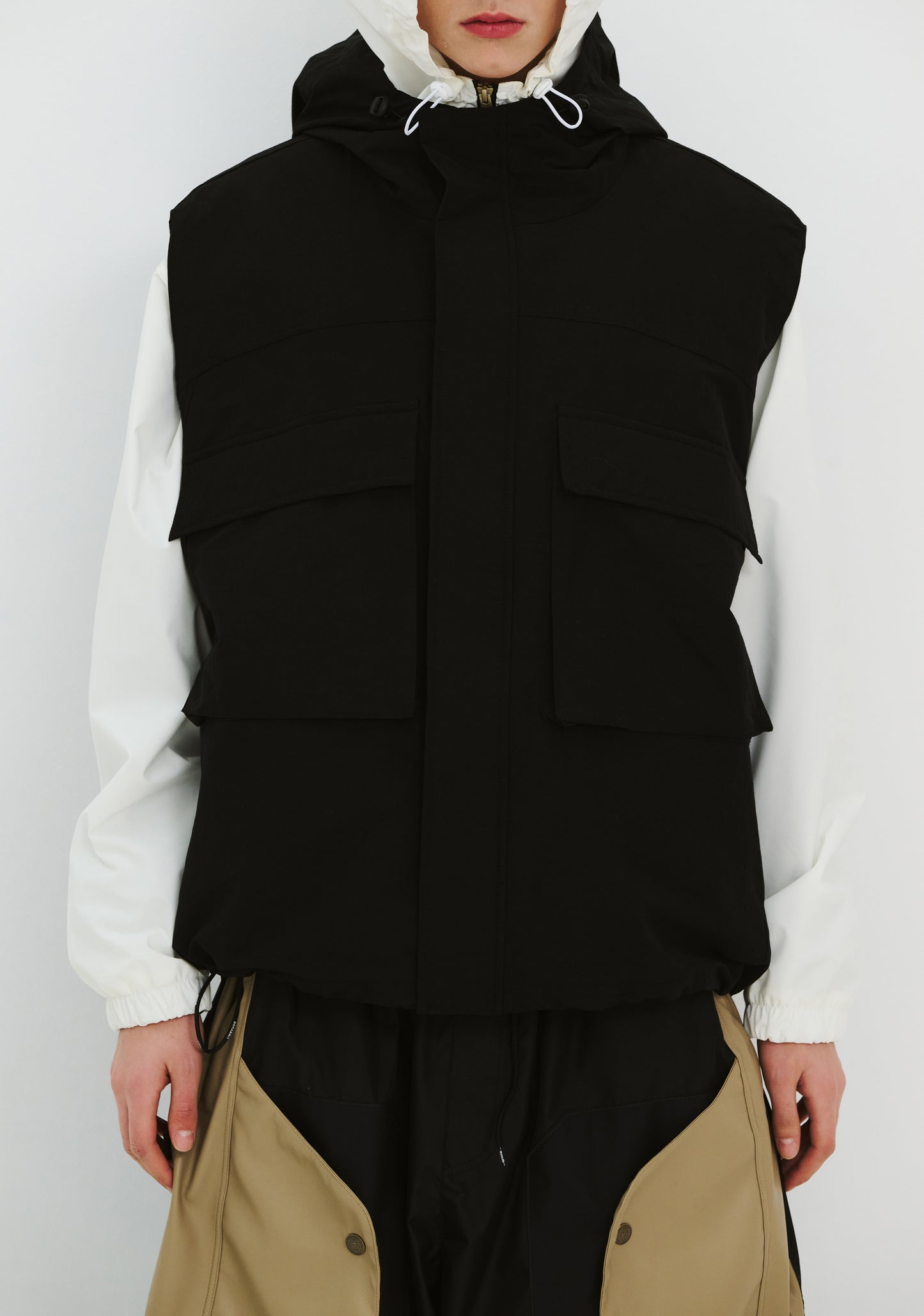 BSRABBIT BIG POCKET HOODED VEST BLACK BSR2425FWJK131