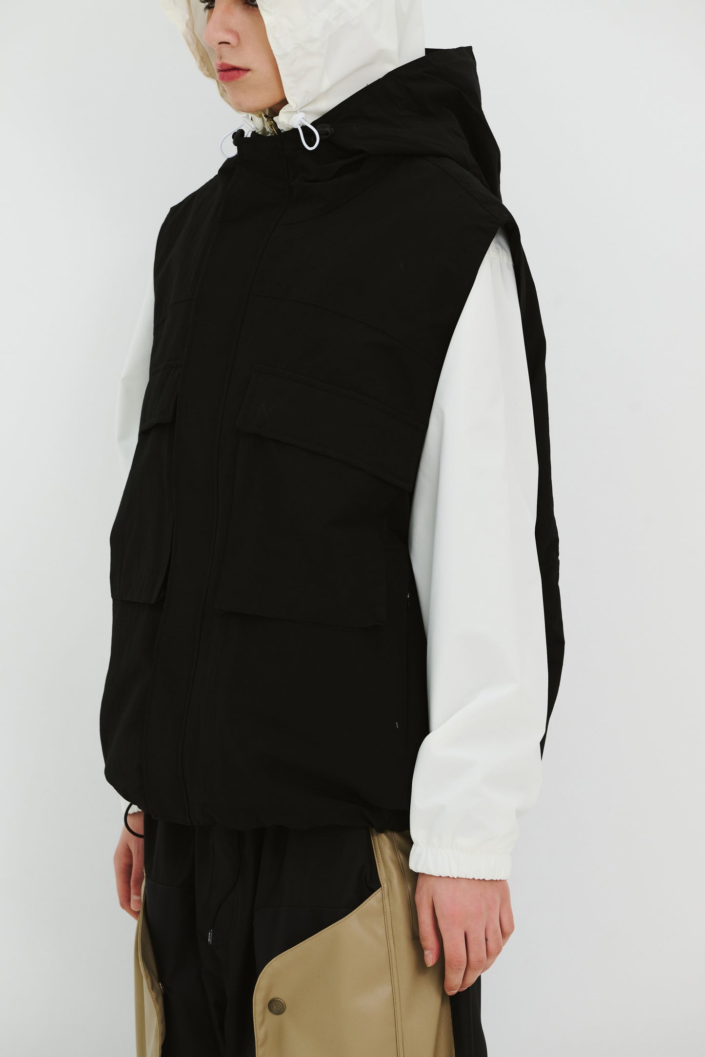 BSRABBIT BIG POCKET HOODED VEST BLACK BSR2425FWJK131