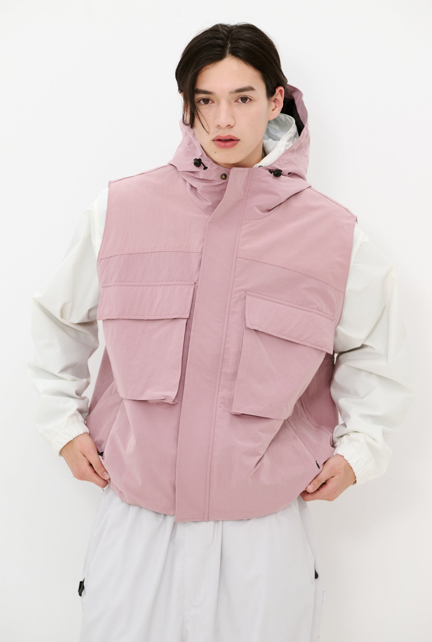 BSRABBIT BIG POCKET HOODED VEST INDY PINK BSR2425FWJK132