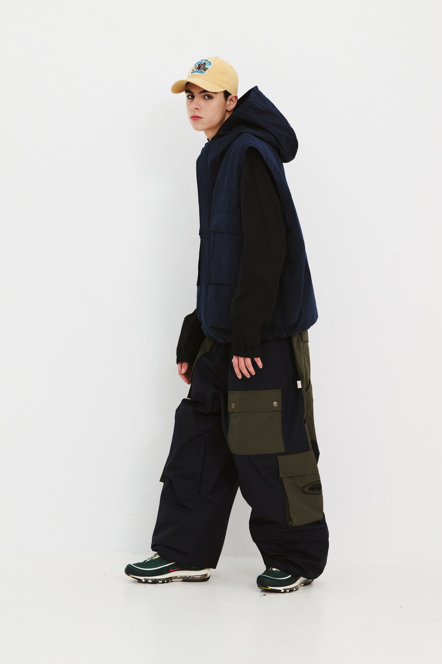 BSRABBIT BIG POCKET HOODED VEST NAVY BSR2425FWJK133