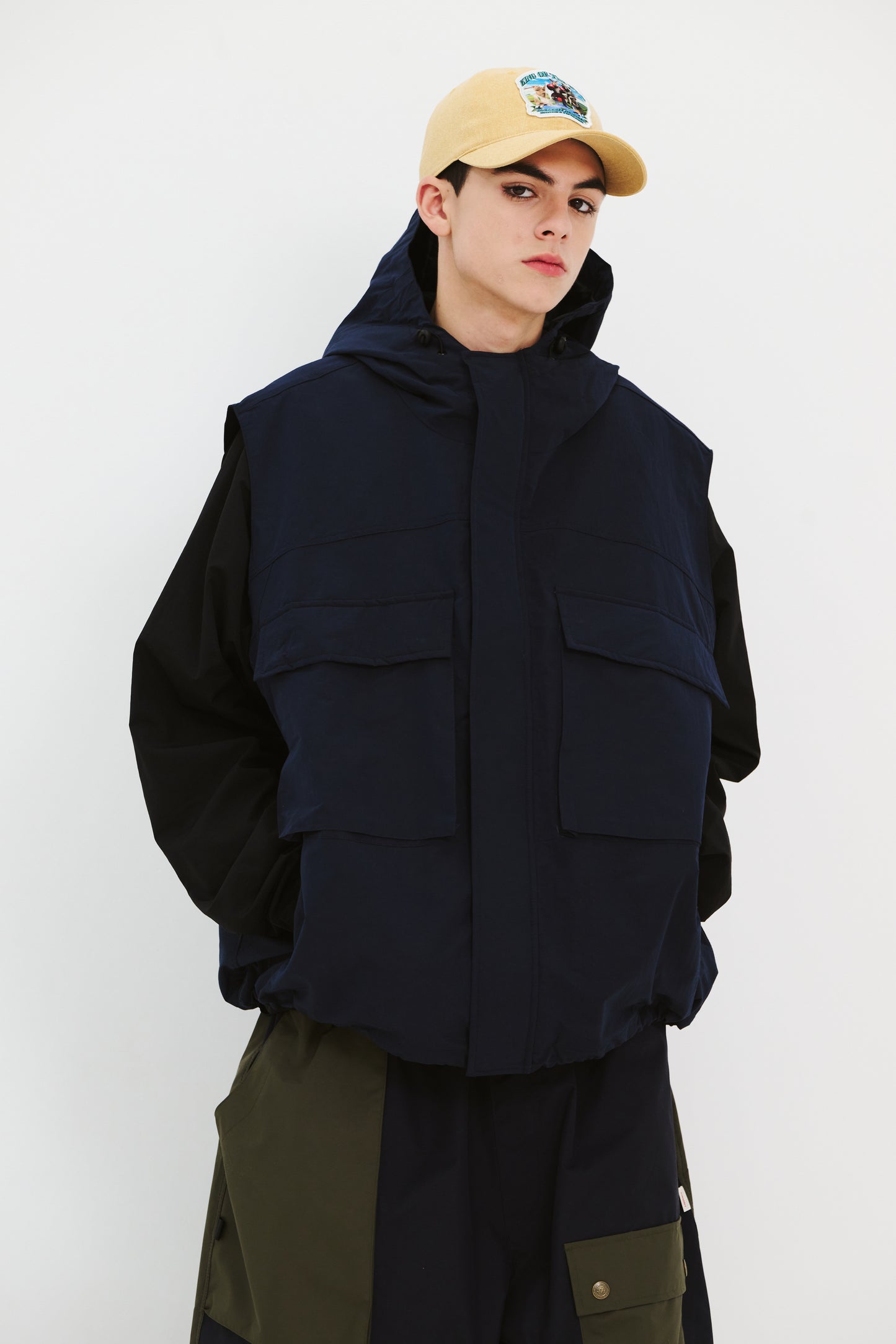 BSRABBIT BIG POCKET HOODED VEST NAVY BSR2425FWJK133