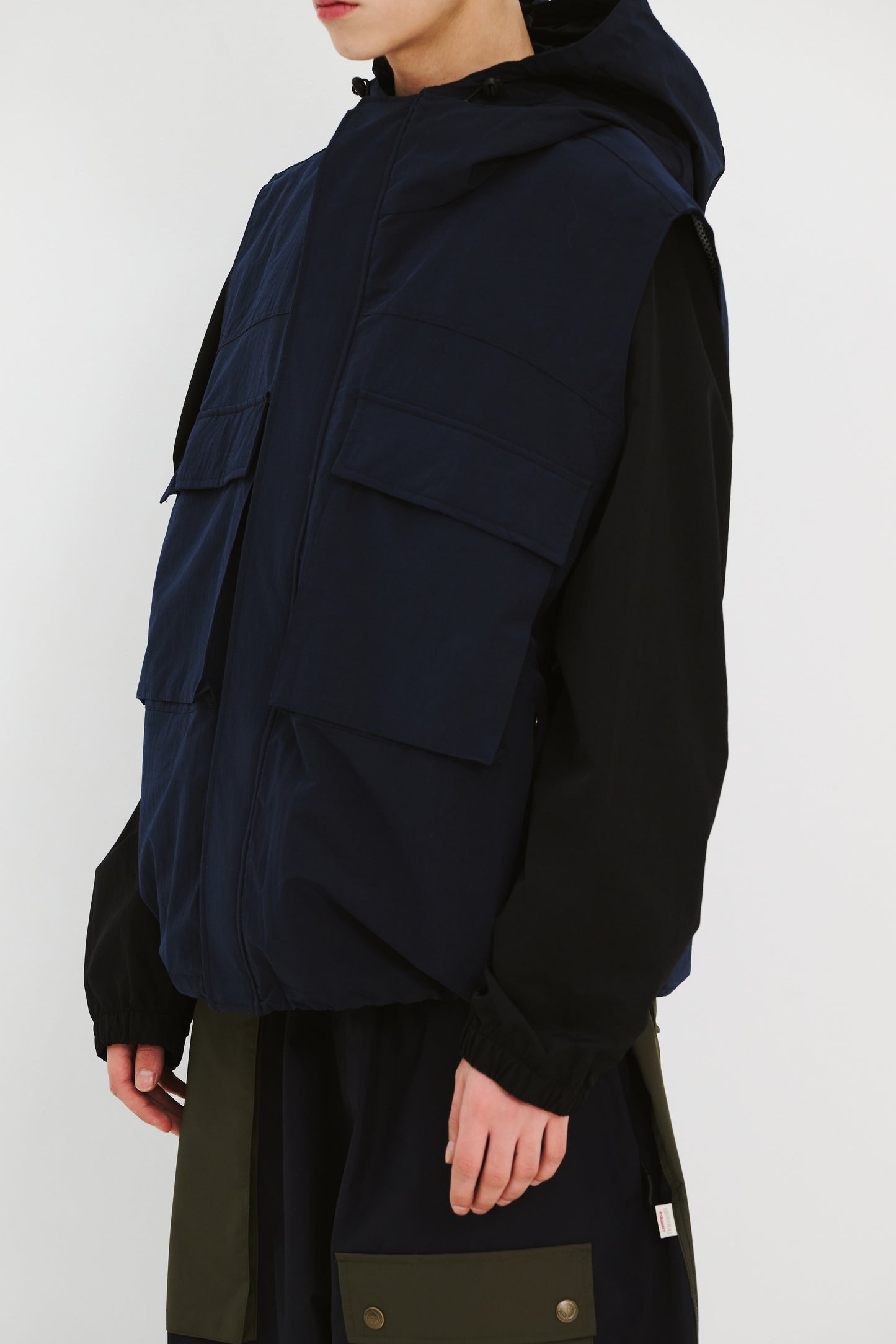 BSRABBIT BIG POCKET HOODED VEST NAVY BSR2425FWJK133