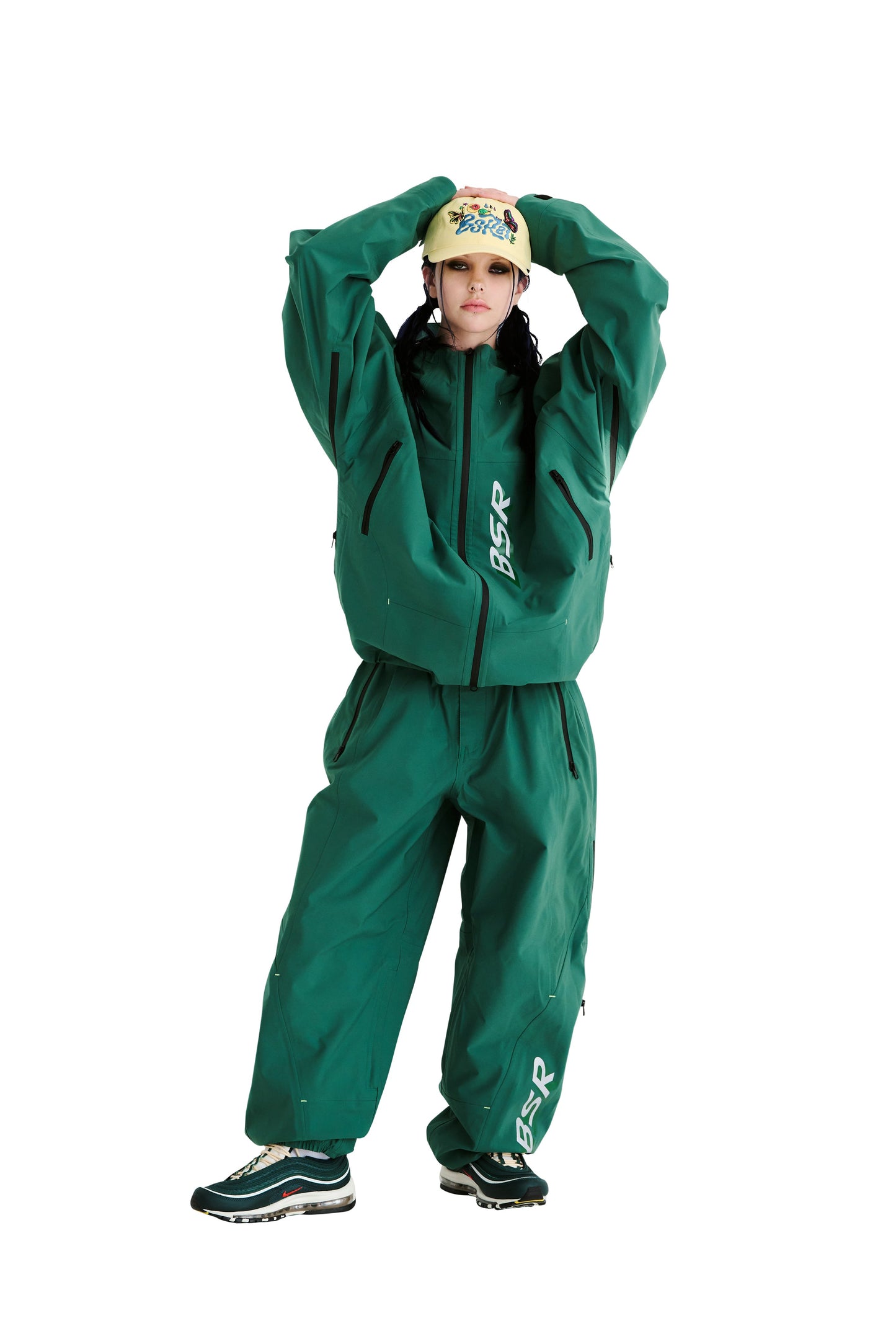 BSRABBIT BSR HOODED 3L SEAM SEALING JACKET GREEN BSR2425FWJK008