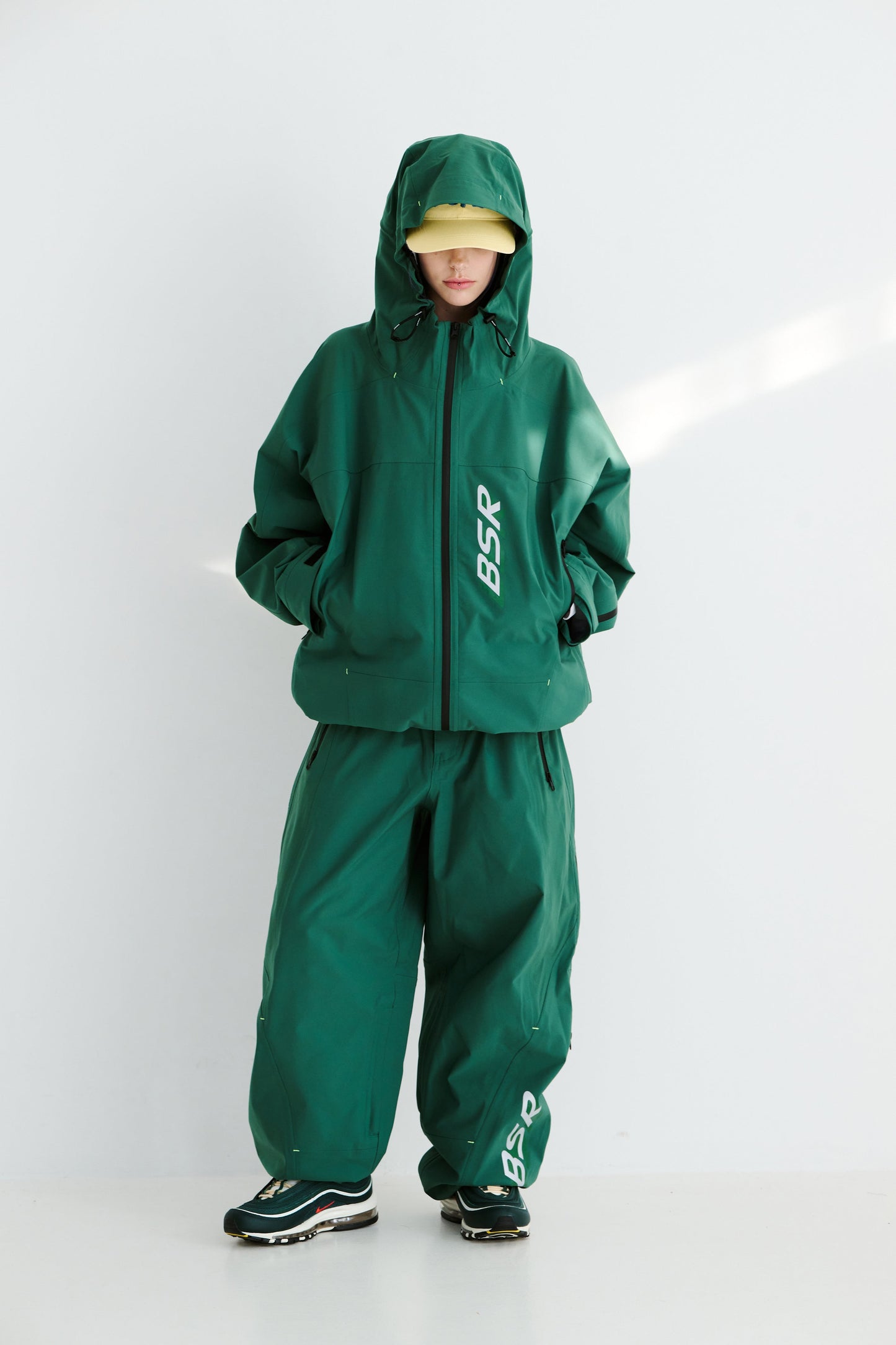 BSRABBIT BSR HOODED 3L SEAM SEALING JACKET GREEN BSR2425FWJK008