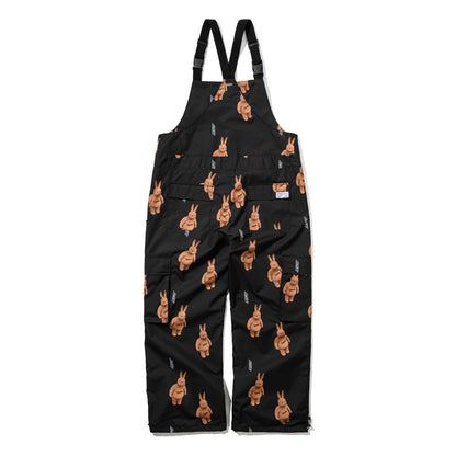 BSRABBIT CARGO POCKET WIDE BIB PANTS 3D BEARRABBIT BLACK BSR2425FWPT101
