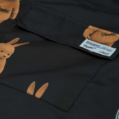 BSRABBIT CARGO POCKET WIDE BIB PANTS 3D BEARRABBIT BLACK BSR2425FWPT101