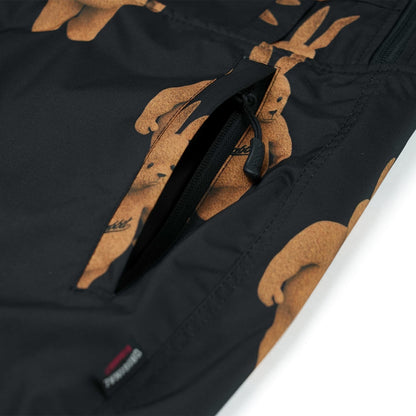 BSRABBIT CARGO POCKET WIDE BIB PANTS 3D BEARRABBIT BLACK BSR2425FWPT101