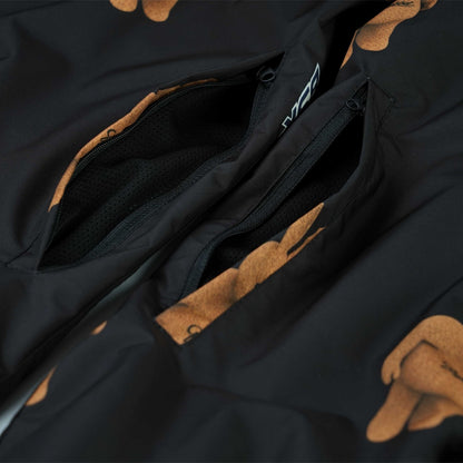 BSRABBIT CARGO POCKET WIDE BIB PANTS 3D BEARRABBIT BLACK BSR2425FWPT101