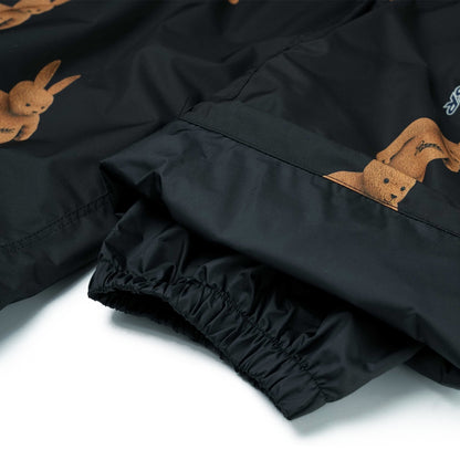 BSRABBIT CARGO POCKET WIDE BIB PANTS 3D BEARRABBIT BLACK BSR2425FWPT101