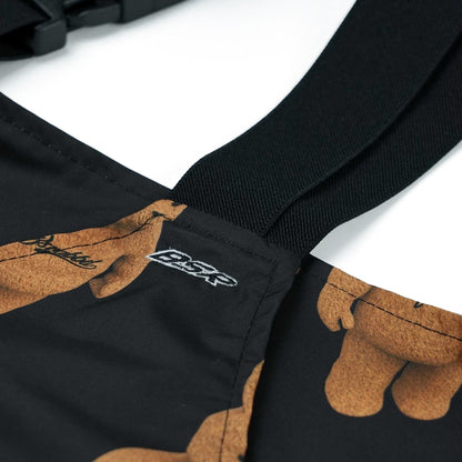 BSRABBIT CARGO POCKET WIDE BIB PANTS 3D BEARRABBIT BLACK BSR2425FWPT101