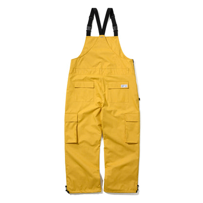 BSRABBIT CARGO POCKET WIDE BIB PANTS HERRINGBONE MUSTARD BSR2425FWPT100