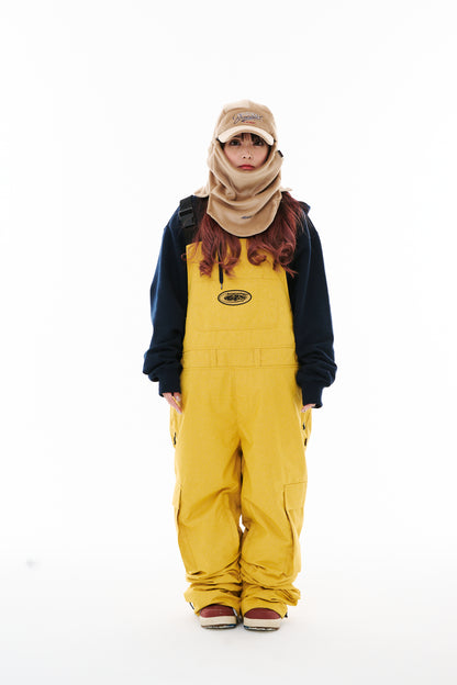 BSRABBIT CARGO POCKET WIDE BIB PANTS HERRINGBONE MUSTARD BSR2425FWPT100