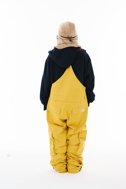 BSRABBIT CARGO POCKET WIDE BIB PANTS HERRINGBONE MUSTARD BSR2425FWPT100