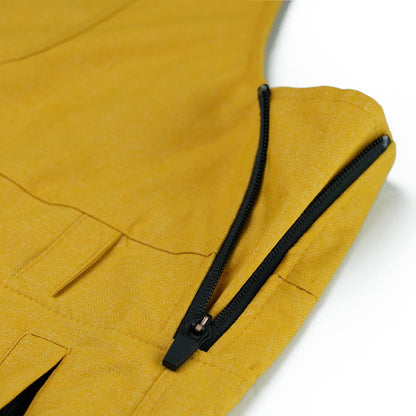 BSRABBIT CARGO POCKET WIDE BIB PANTS HERRINGBONE MUSTARD BSR2425FWPT100