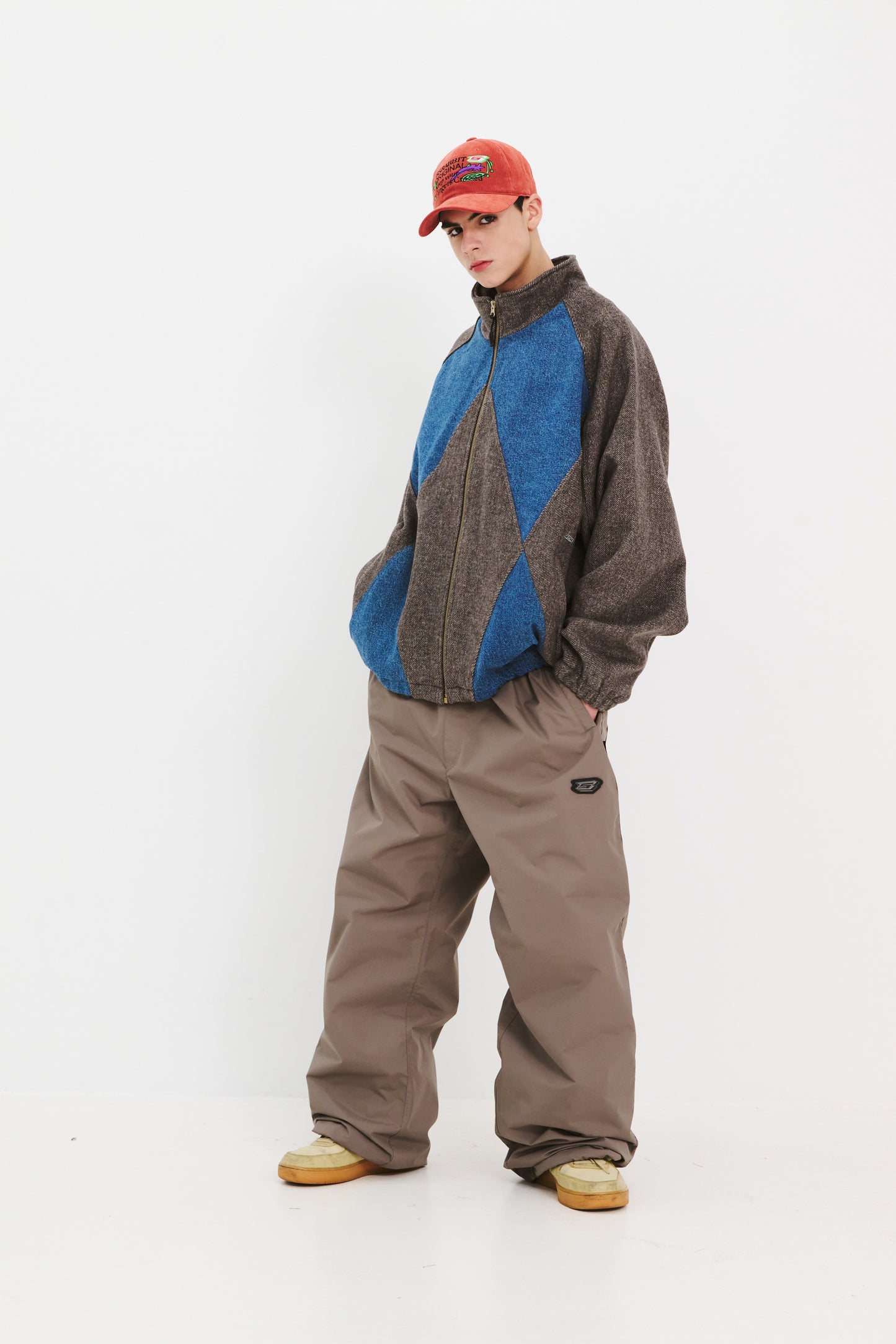 BSRABBIT CLASSIC WIDE TRACK PANTS ASH BROWN BSR2425FWPT097