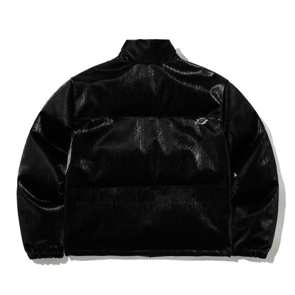 BSRABBIT COMFY SHORT DOWN PADDING JUMPER SHINY LEATHER BLACK BSR2425FWJK019