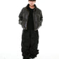 BSRABBIT DOUBLE SHIRRING SUPER WIDE PANTS BLACK BSR2425FWPT070