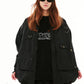 BSRABBIT DOUBLE ZIPPER SHIRRING MA-1 JACKET BLACK BSR2425FWJK062